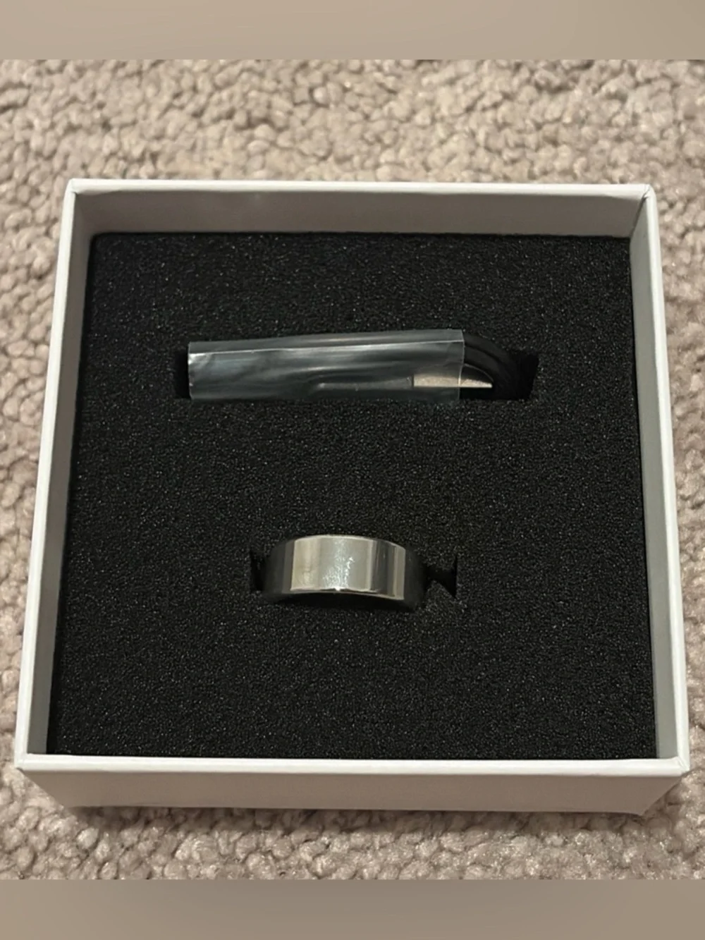 LuckRing Silver Smart Ring Activity Tracker Thick Band Size 7